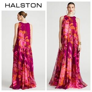 HALSTON Moira Gown In Printed Chiffon